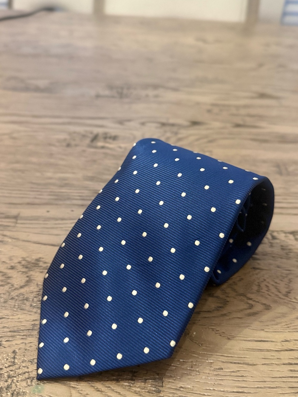 Hugo Boss Blue Tie with White Polka Dots